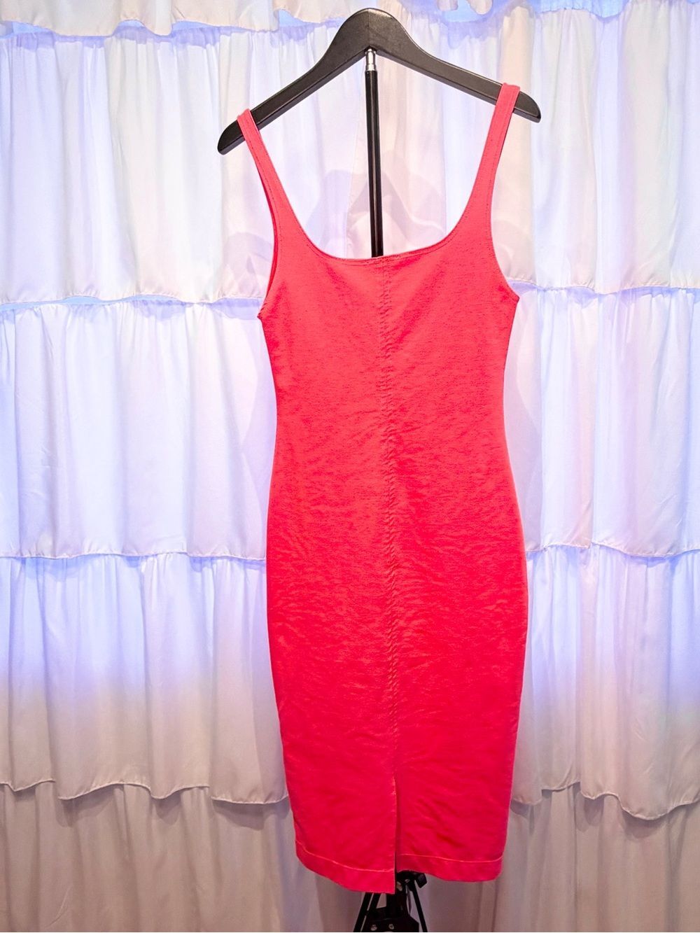 Zara Women’s Hot Pink Sleeveless Midi Bodycon Sheath Dress Size Medium - Picture 6 of 7
